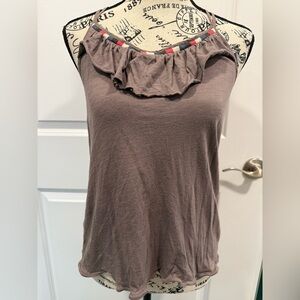 American Eagle Outfitters Gray Ruffled Tank Top